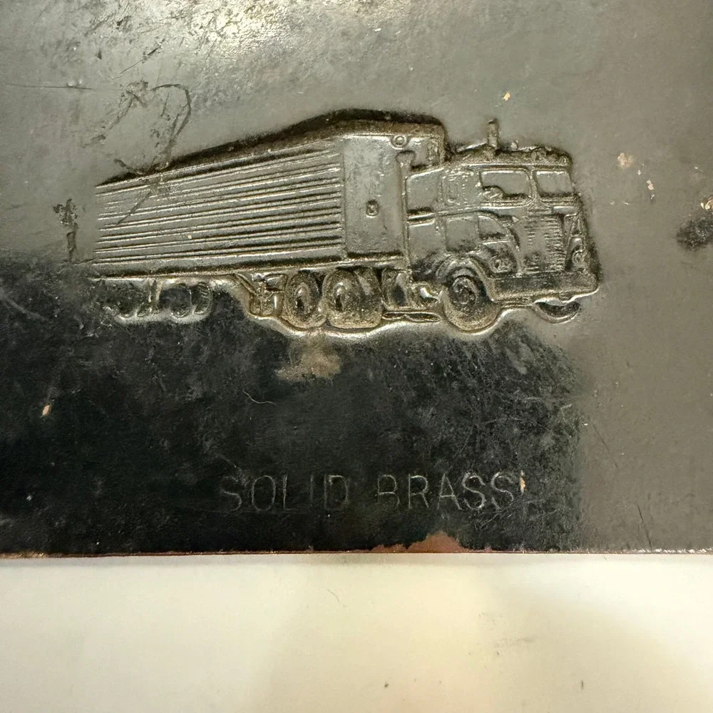 Vintage Solid Brass Semi Truck Belt Buckle Retro Big Rig Trucker Western Copper
